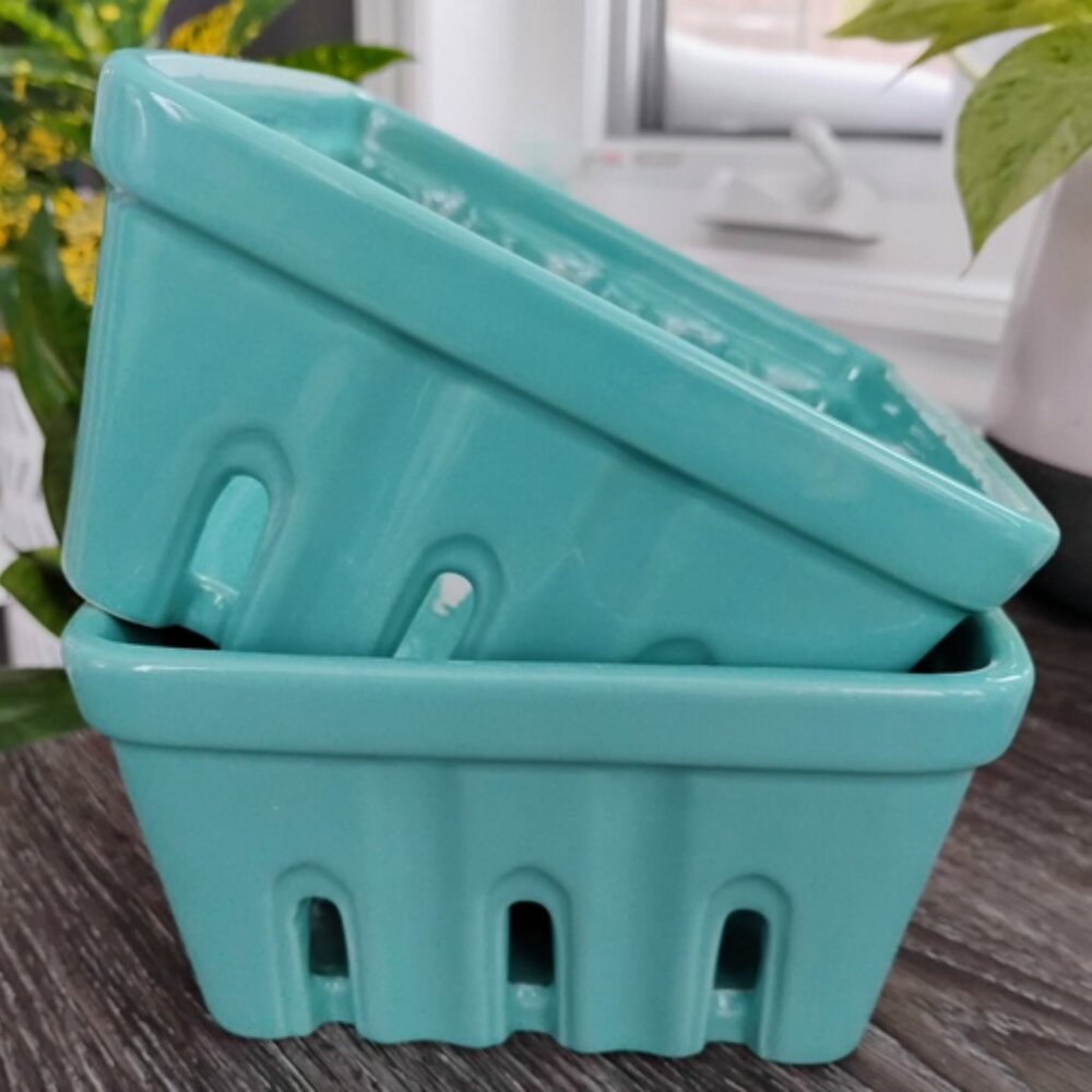 2 Ceramic Berry Baskets